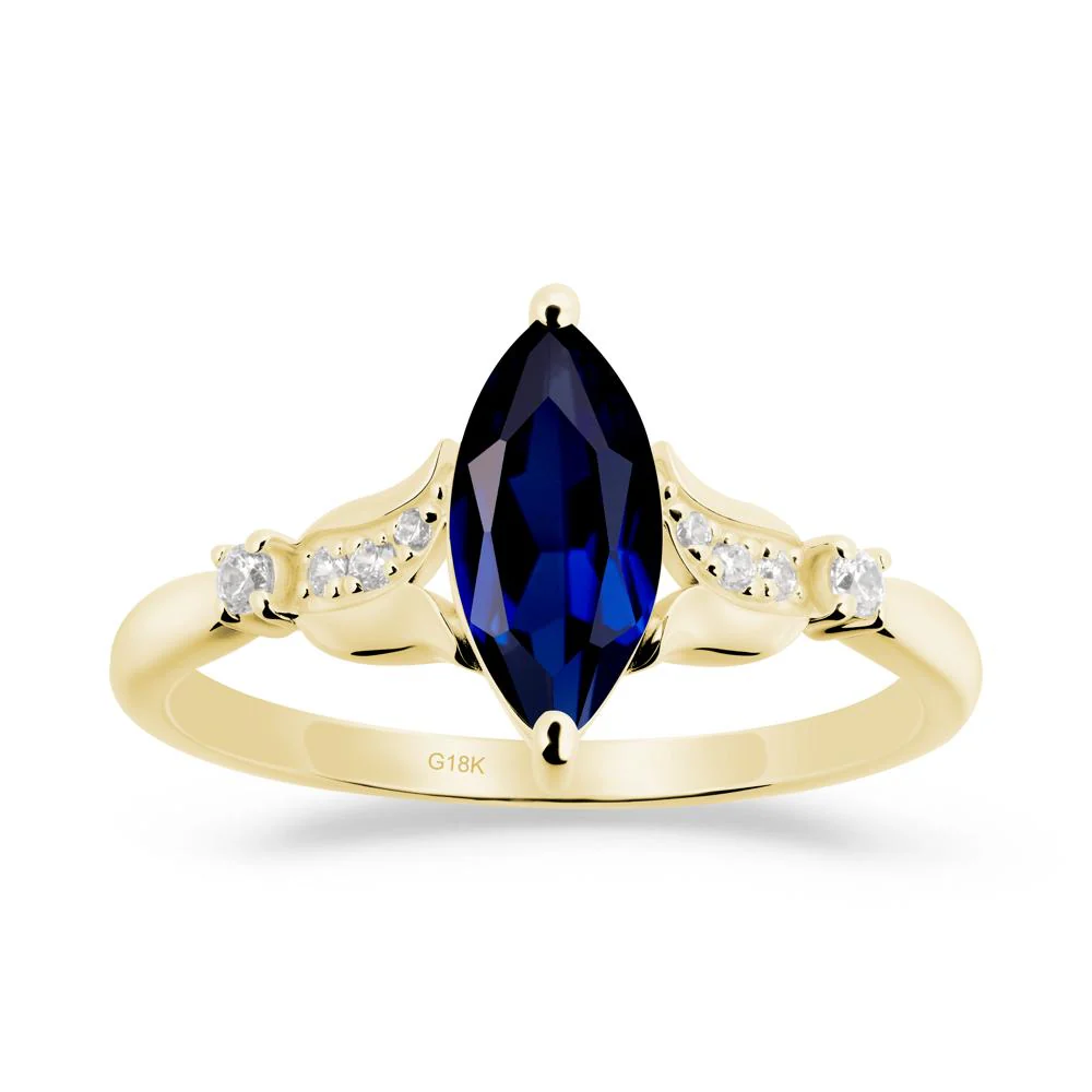 Marquise Sapphire Floral Engagement Ring - Image 9