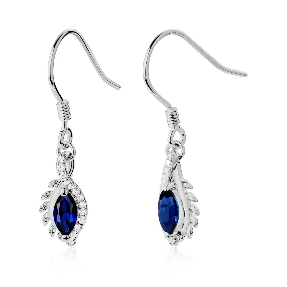 Marquise Sapphire French Hook Earrings