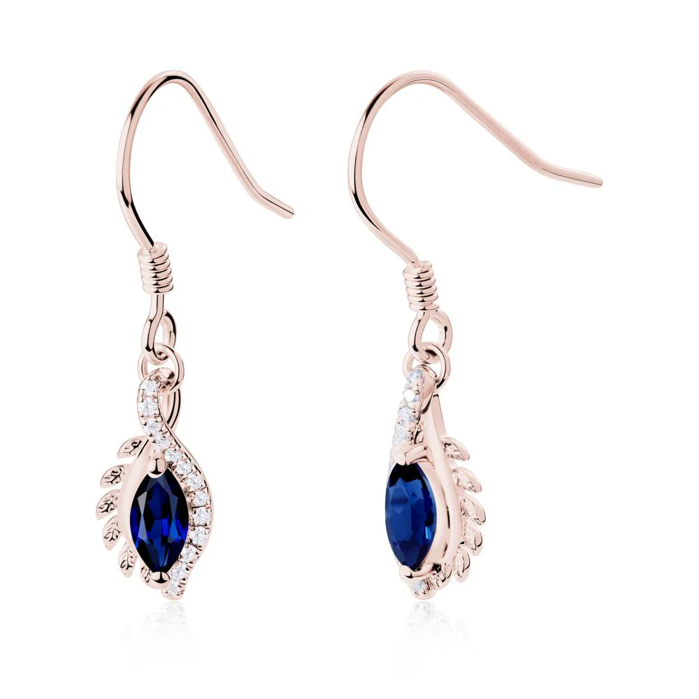 Marquise Sapphire French Hook Earrings - Image 4