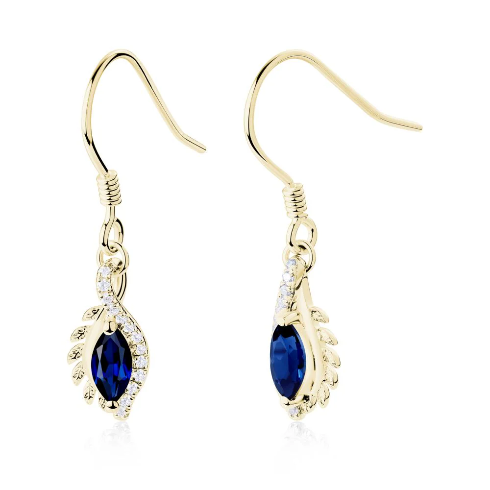 Marquise Sapphire French Hook Earrings - Image 5