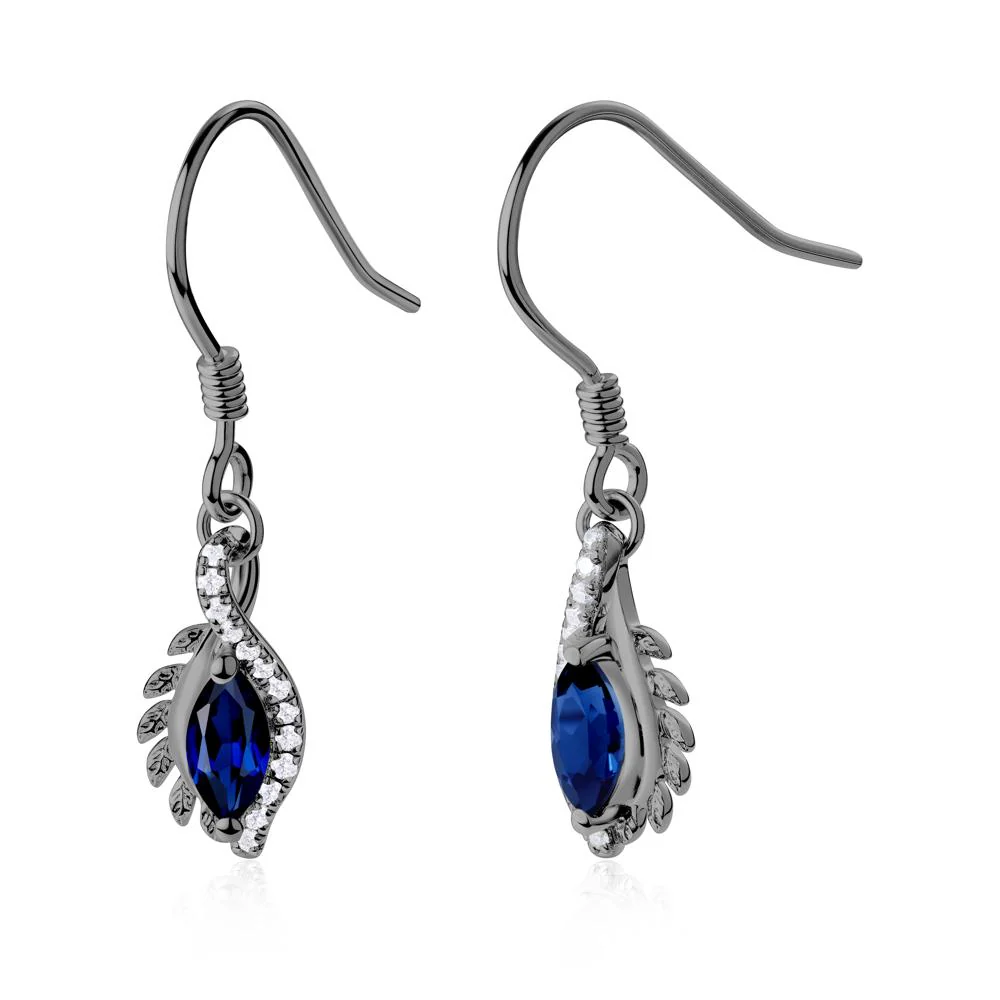 Marquise Sapphire French Hook Earrings - Image 7