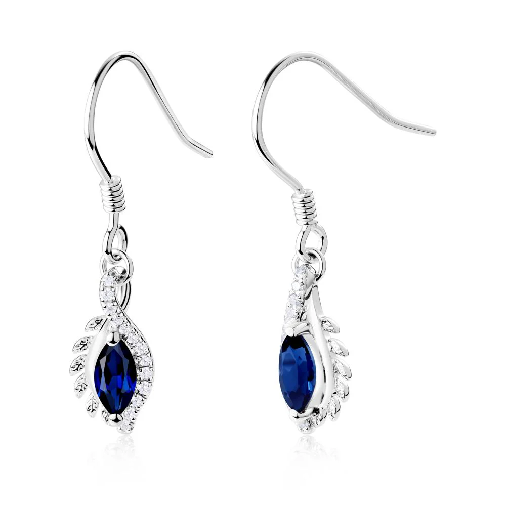 Marquise Sapphire French Hook Earrings - Image 8