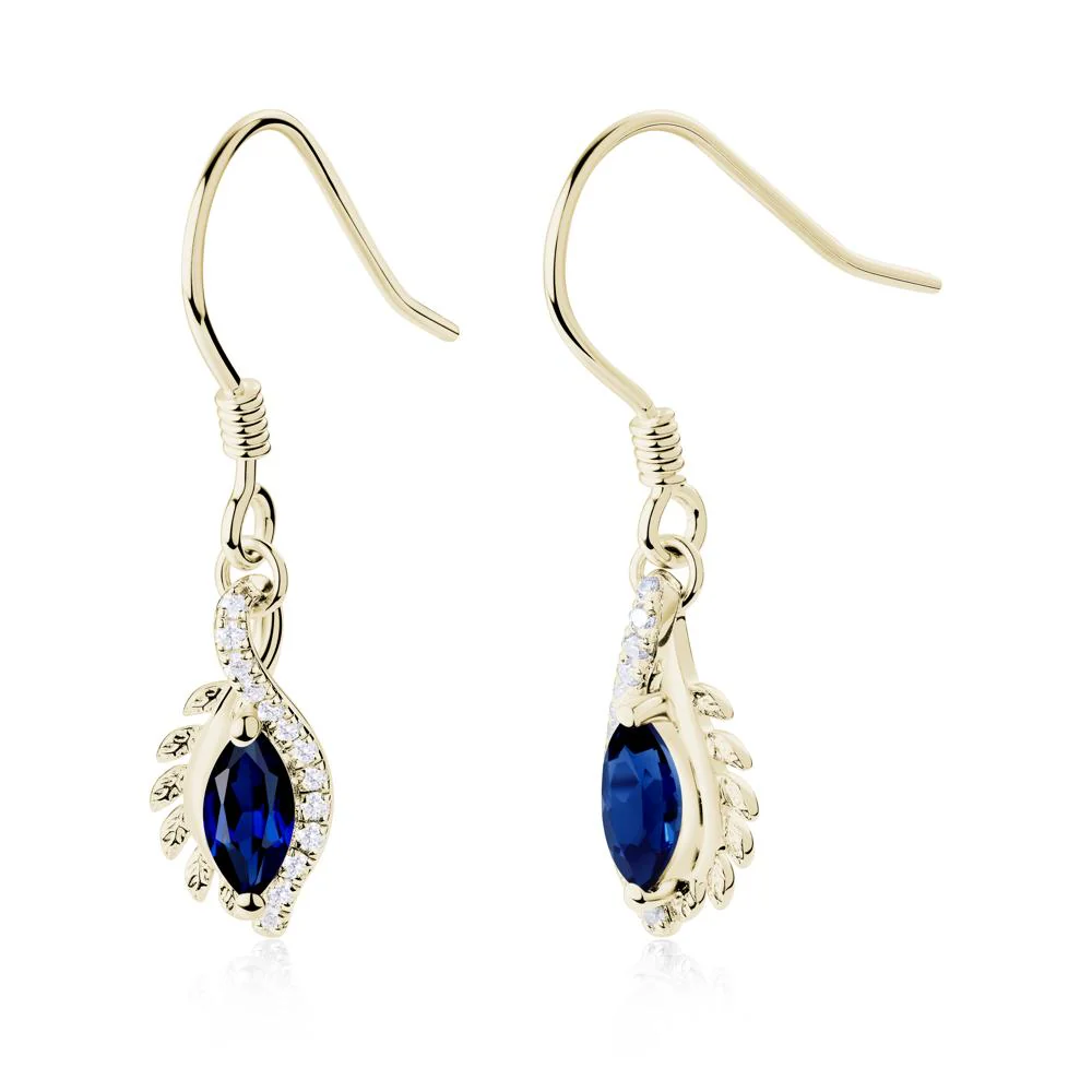 Marquise Sapphire French Hook Earrings - Image 9