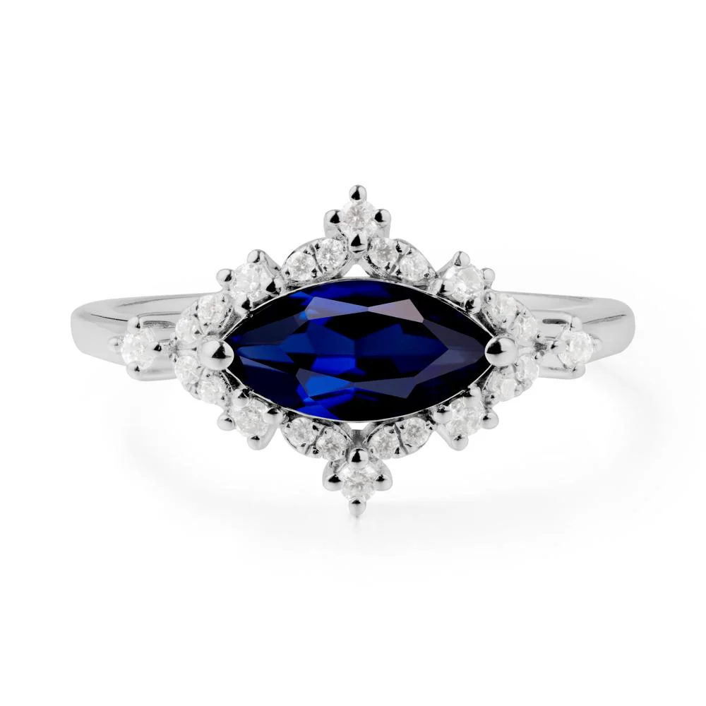 Marquise Sapphire Halo Ring