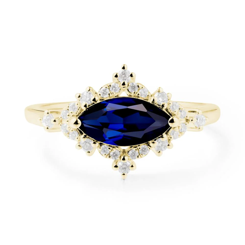 Marquise Sapphire Halo Ring - Image 3
