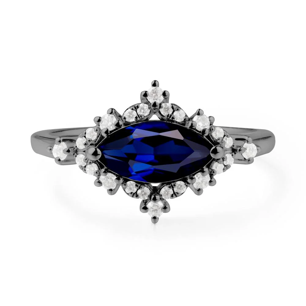 Marquise Sapphire Halo Ring - Image 4