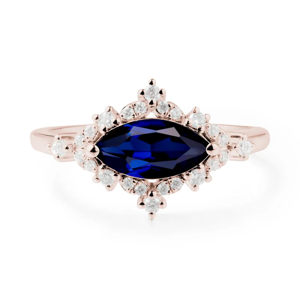 Marquise Sapphire Halo Ring - Image 6