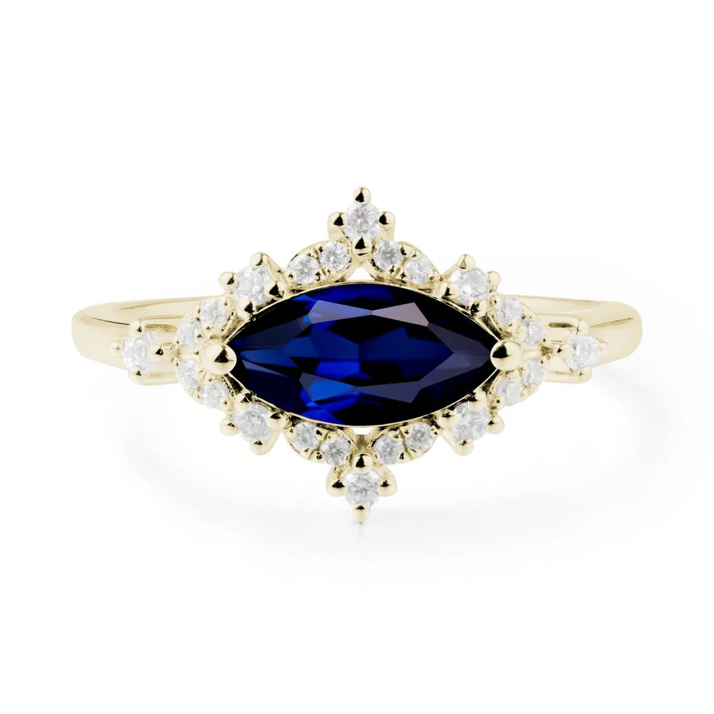 Marquise Sapphire Halo Ring - Image 8
