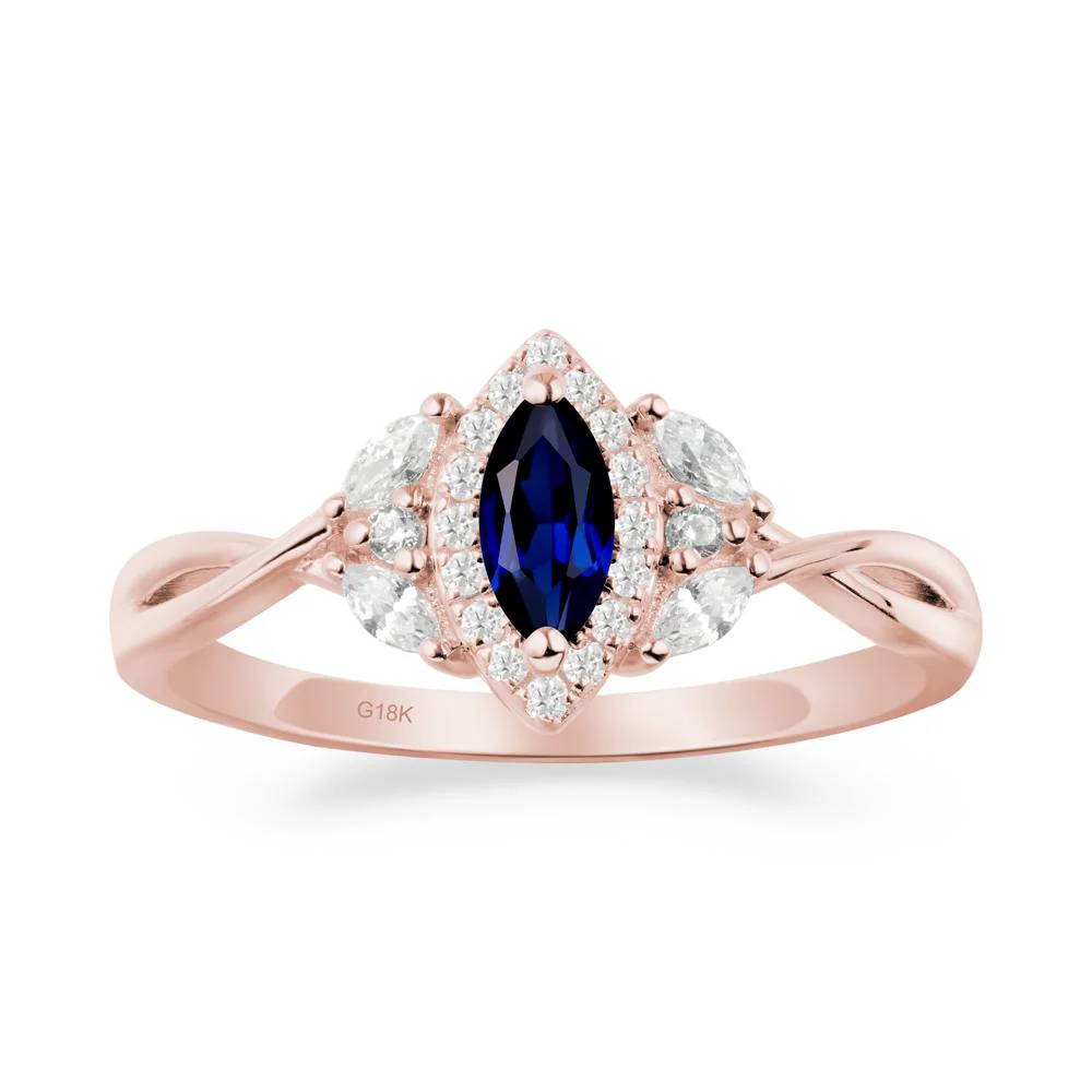 Marquise Sapphire Ring with Twisted Band - Image 7