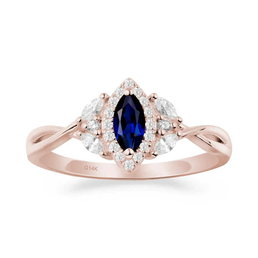 Marquise Sapphire Ring with Twisted Band - Image 8