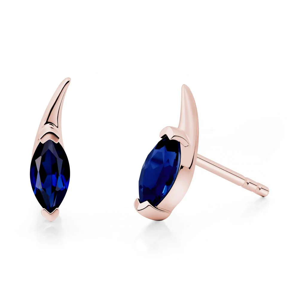 Marquise Sapphire Stud Earrings - Image 3