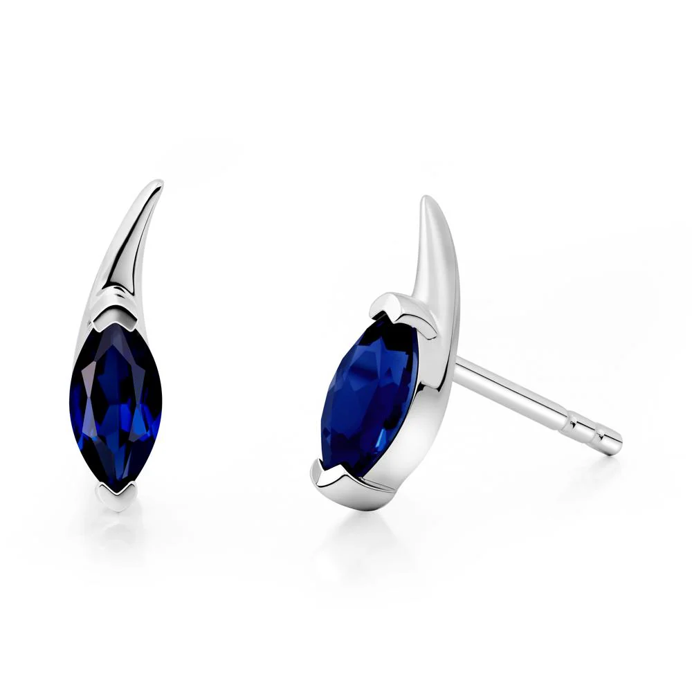 Marquise Sapphire Stud Earrings - Image 9