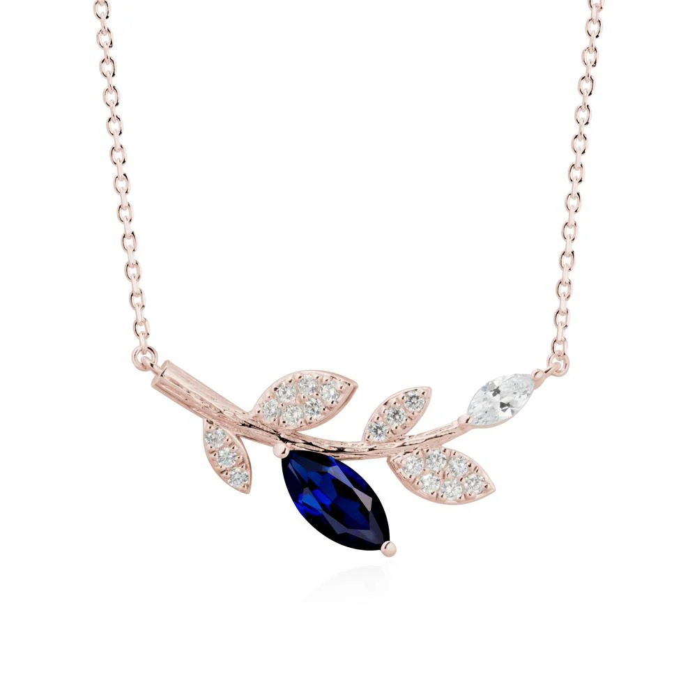 Marquise Sapphire Vine Leaf Necklace - Image 2