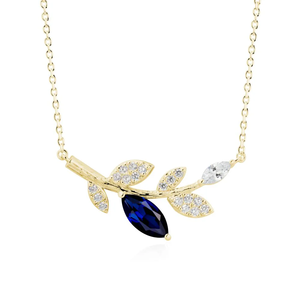 Marquise Sapphire Vine Leaf Necklace - Image 6