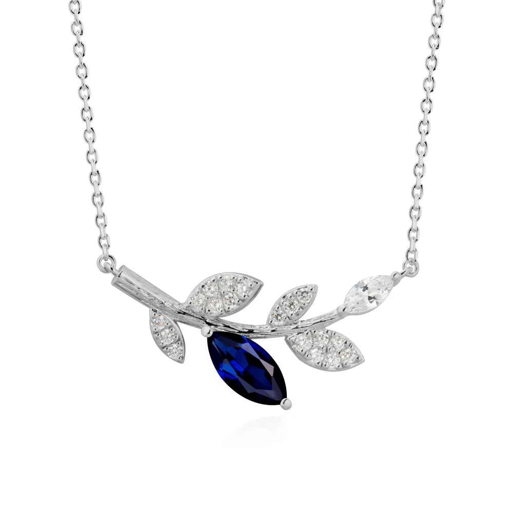 Marquise Sapphire Vine Leaf Necklace - Image 8