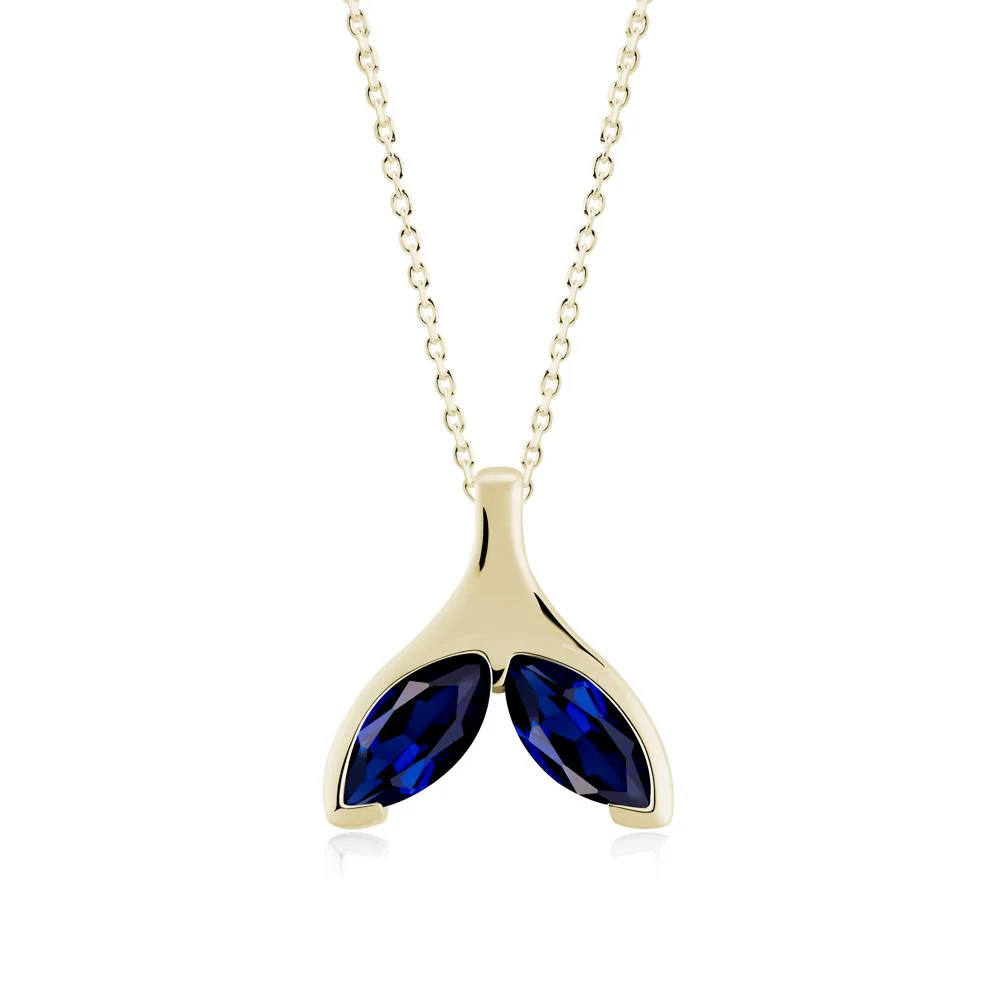 Marquise Sapphire Whale Tail Pendant