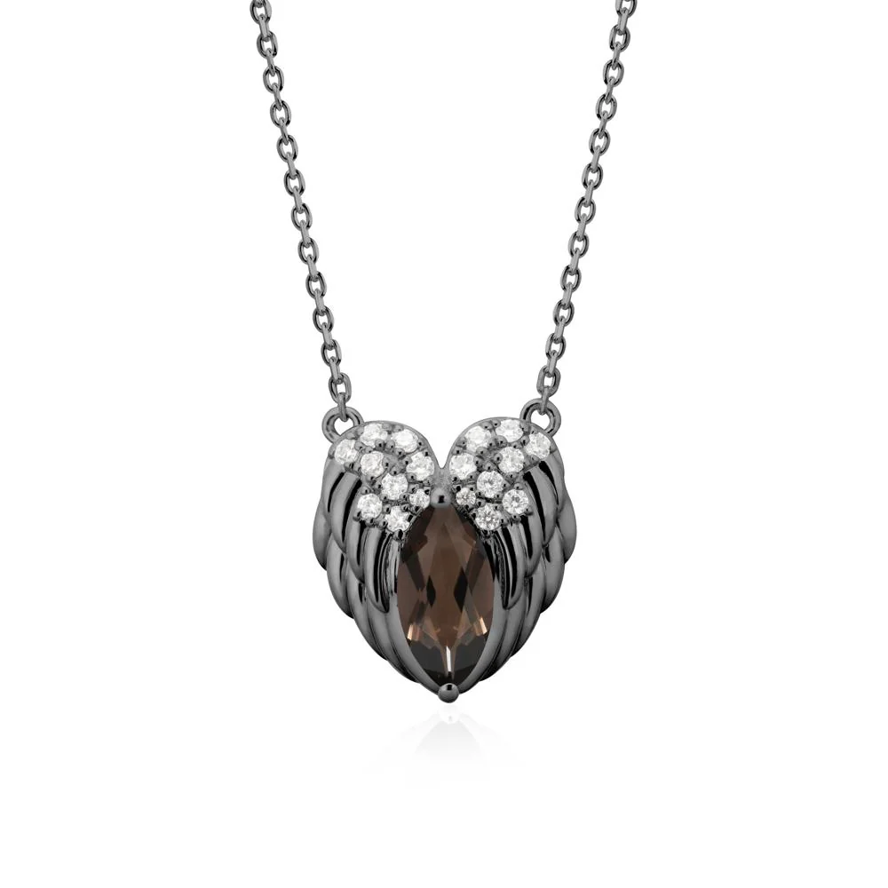 Marquise Smoky Quartz   Angel Wings Heart Pendant - Image 7