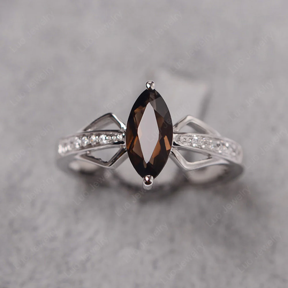 Marquise Smoky Quartz Engagement Ring