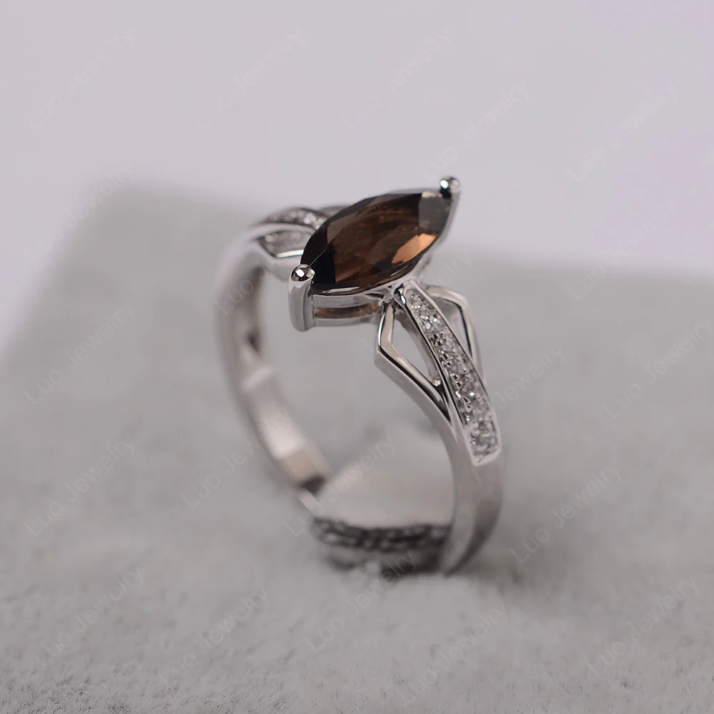 Marquise Smoky Quartz Engagement Ring - Image 2