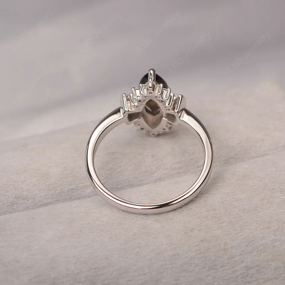 Marquise Smoky Quartz Ring with Baguettes - Image 3