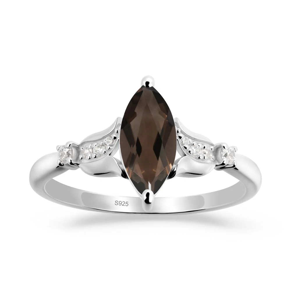 Marquise Smoky Quartz Floral Engagement Ring