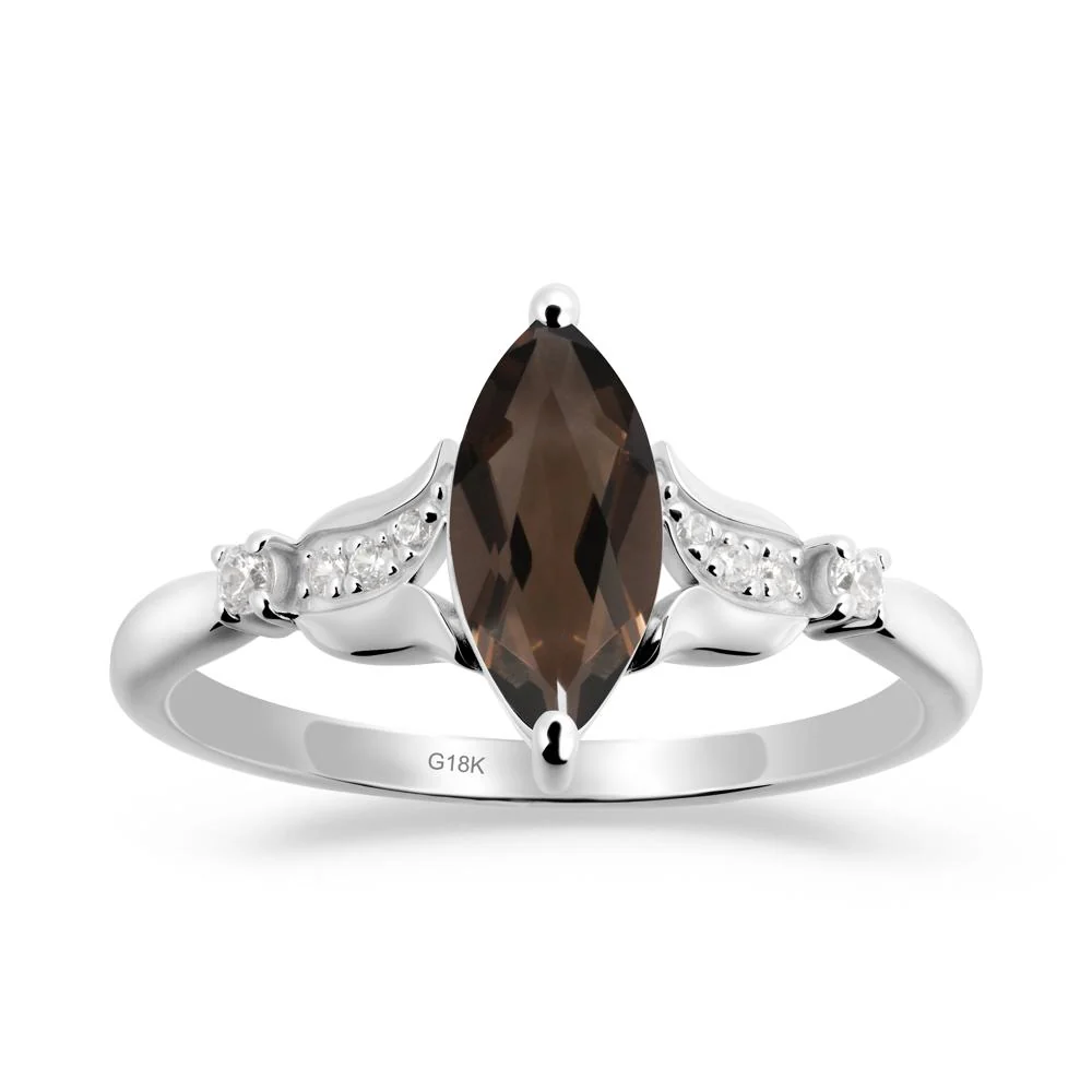 Marquise Smoky Quartz Floral Engagement Ring - Image 6