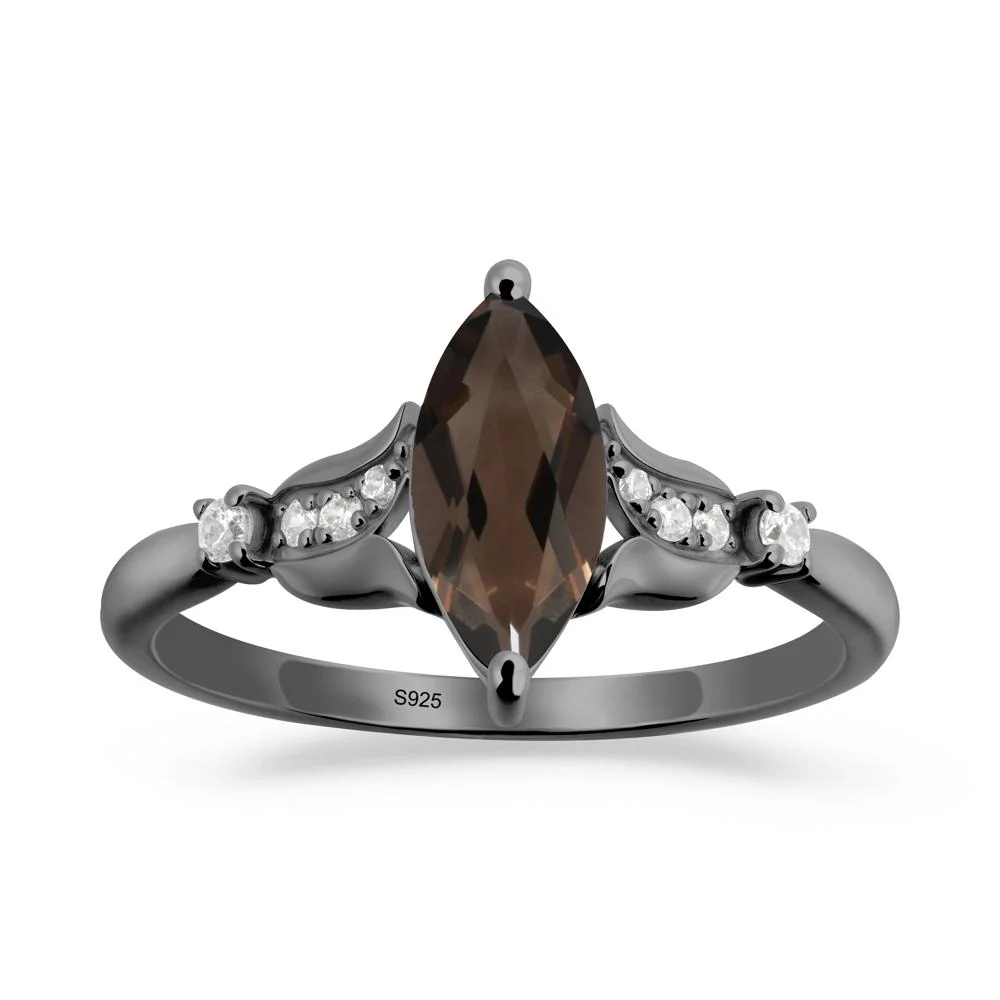 Marquise Smoky Quartz Floral Engagement Ring - Image 8