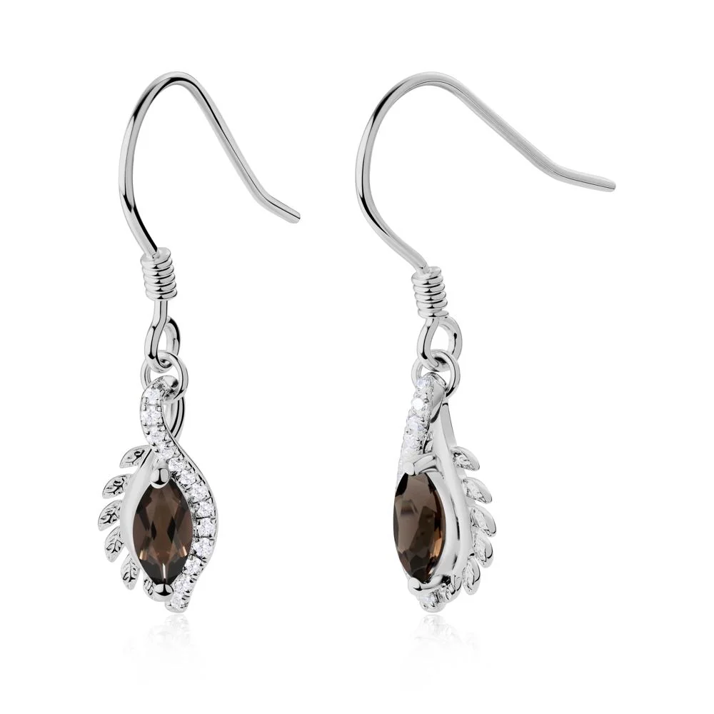 Marquise Smoky Quartz French Hook Earrings - Image 2