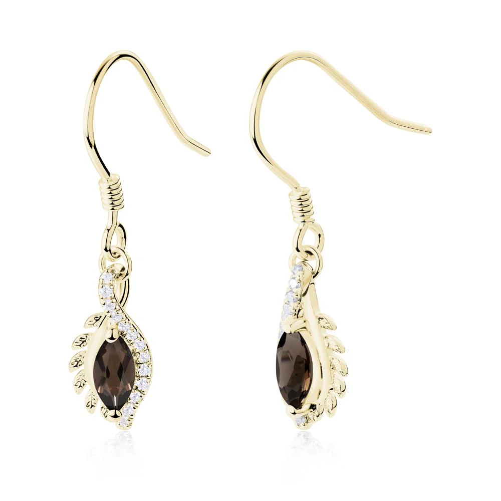 Marquise Smoky Quartz French Hook Earrings - Image 8