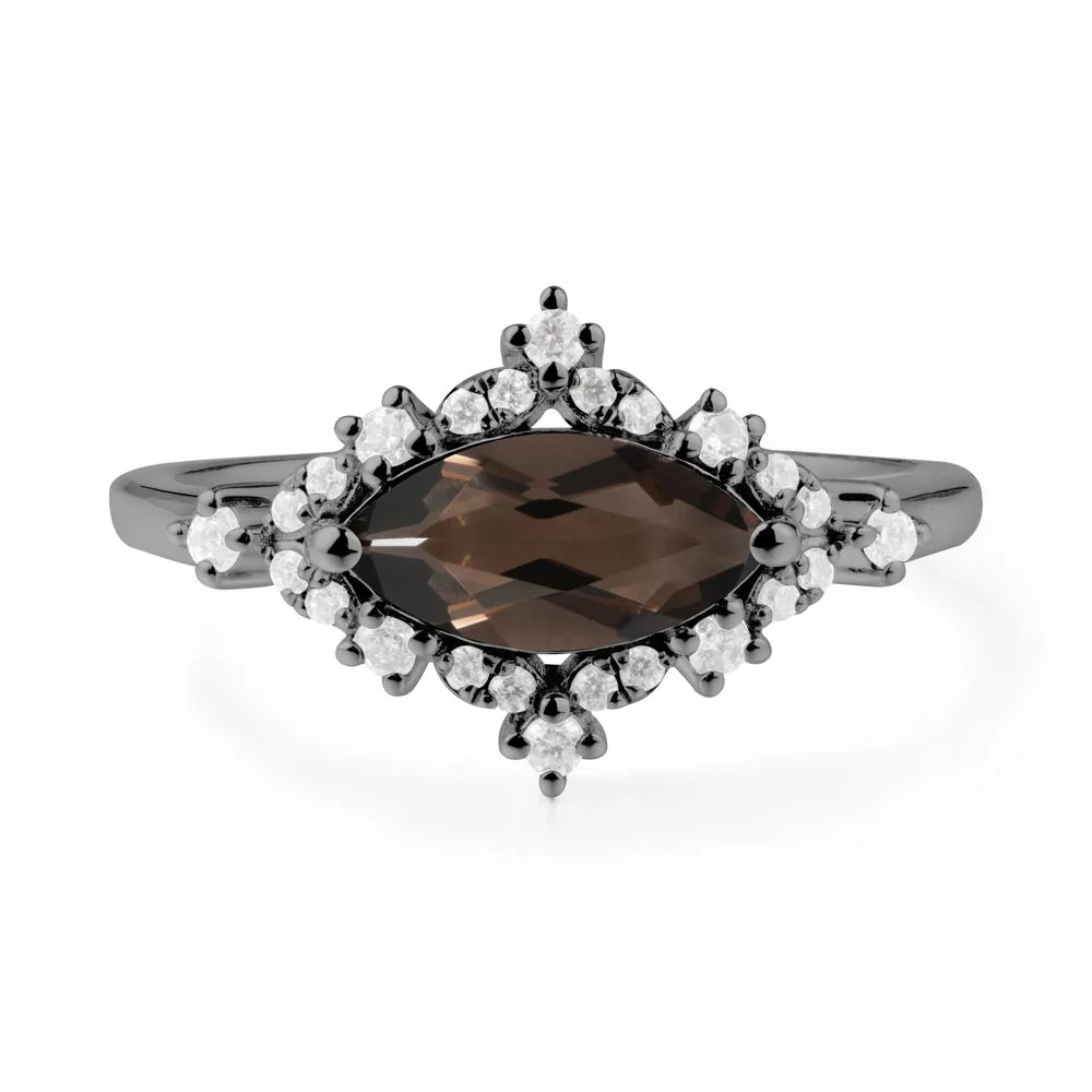 Marquise Smoky Quartz Halo Ring