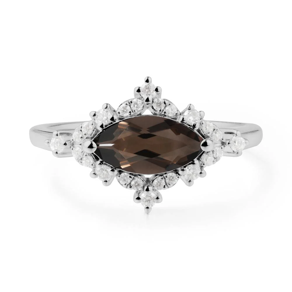 Marquise Smoky Quartz Halo Ring - Image 2