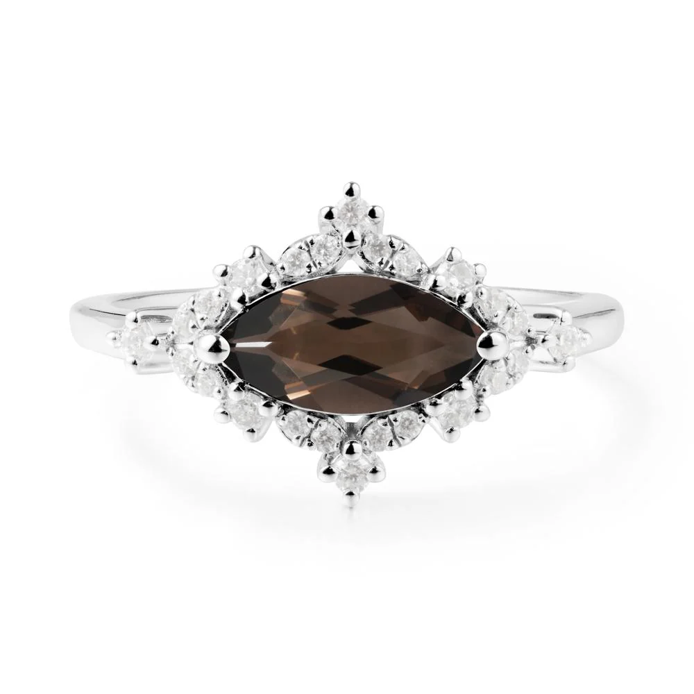 Marquise Smoky Quartz Halo Ring - Image 5
