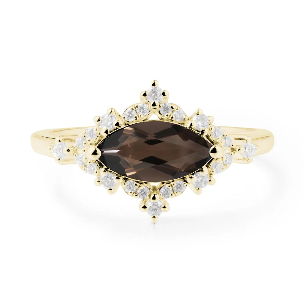 Marquise Smoky Quartz Halo Ring - Image 6