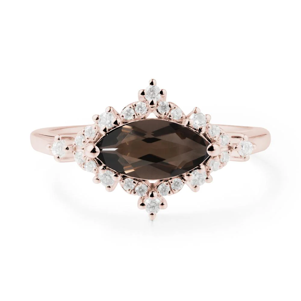 Marquise Smoky Quartz Halo Ring - Image 7