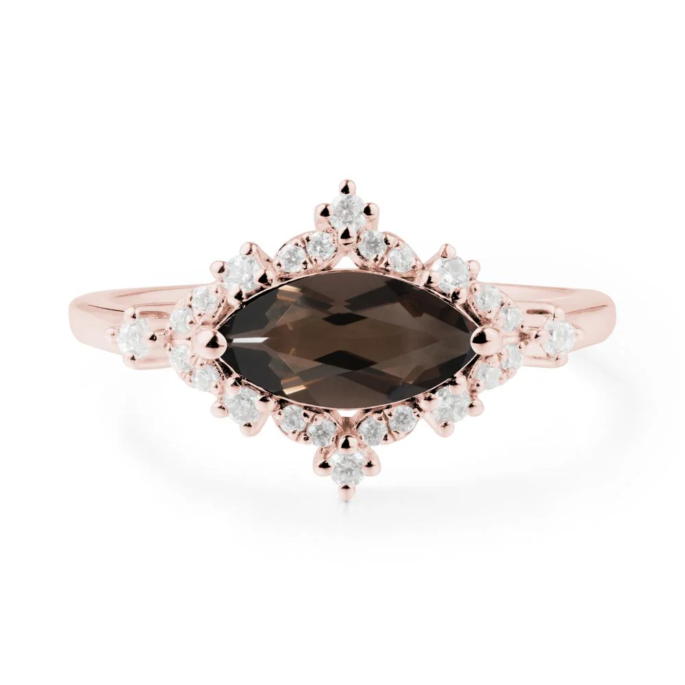 Marquise Smoky Quartz Halo Ring - Image 8