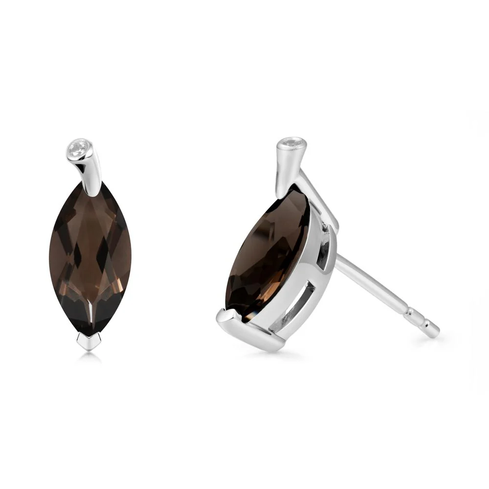 Marquise Smoky Quartz Leaf Earrings - Image 5