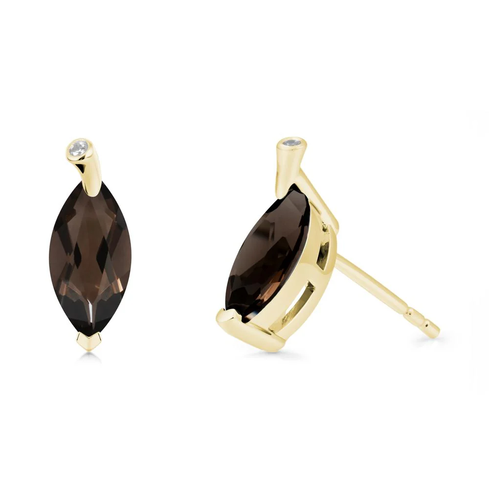 Marquise Smoky Quartz Leaf Earrings - Image 6