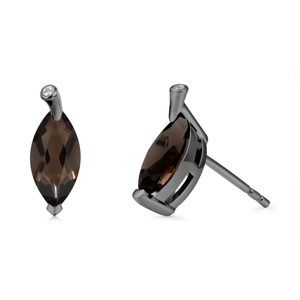 Marquise Smoky Quartz Leaf Earrings - Image 7