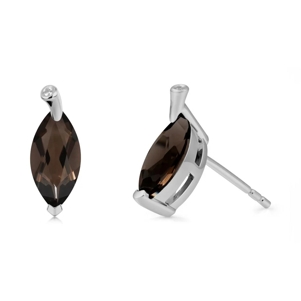 Marquise Smoky Quartz Leaf Earrings - Image 8