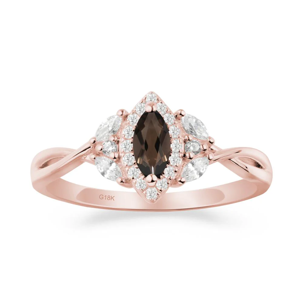 Marquise Smoky Quartz Ring with Twisted Band - Image 2