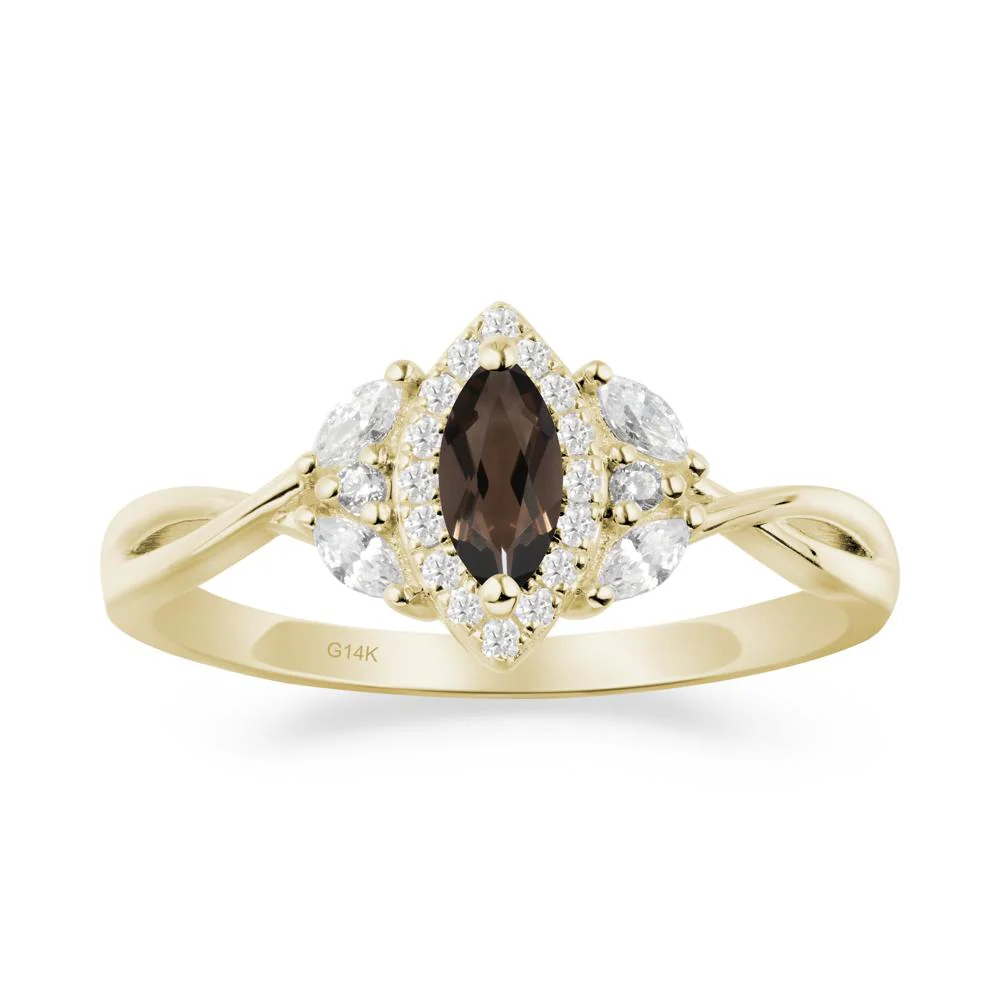 Marquise Smoky Quartz Ring with Twisted Band - Image 3
