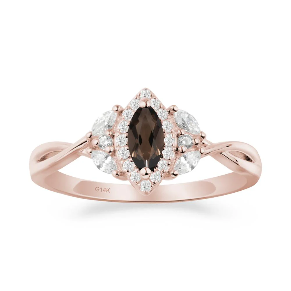 Marquise Smoky Quartz Ring with Twisted Band - Image 8