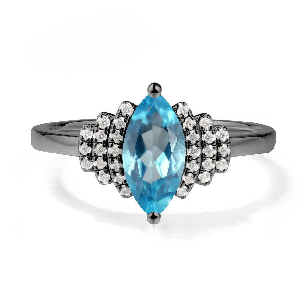 Marquise Swiss Blue Topaz Cluster Ring