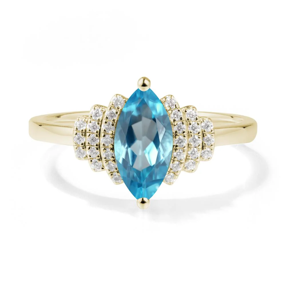Marquise Swiss Blue Topaz Cluster Ring - Image 2