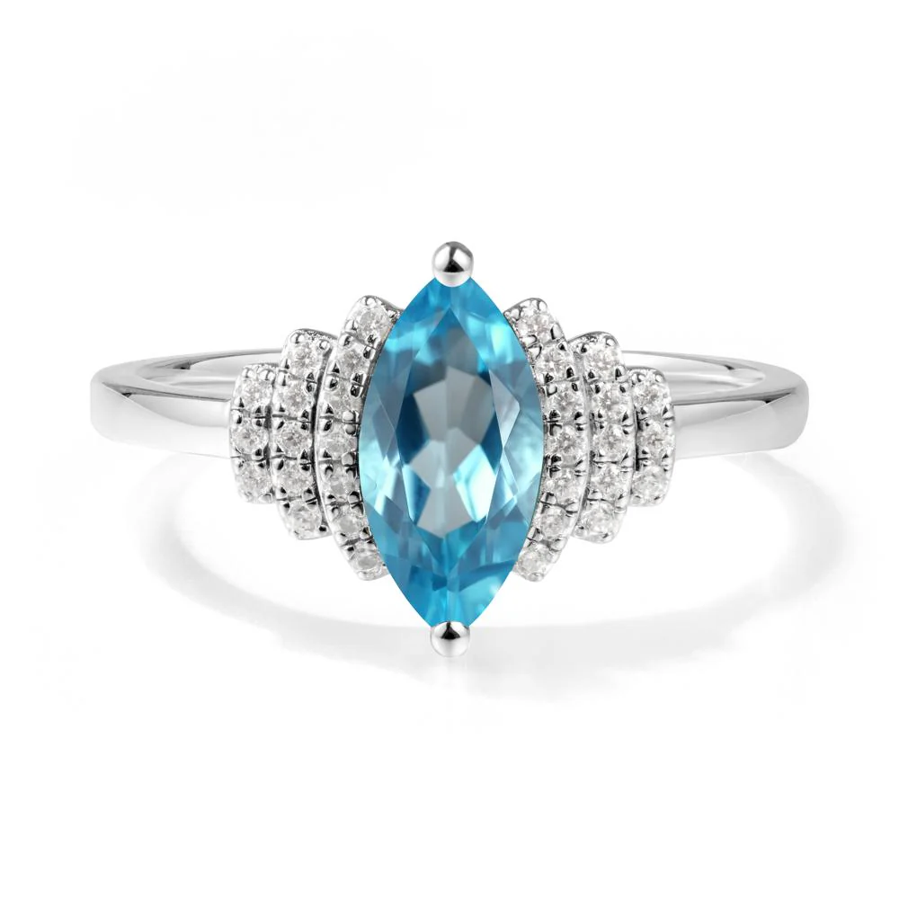 Marquise Swiss Blue Topaz Cluster Ring - Image 6