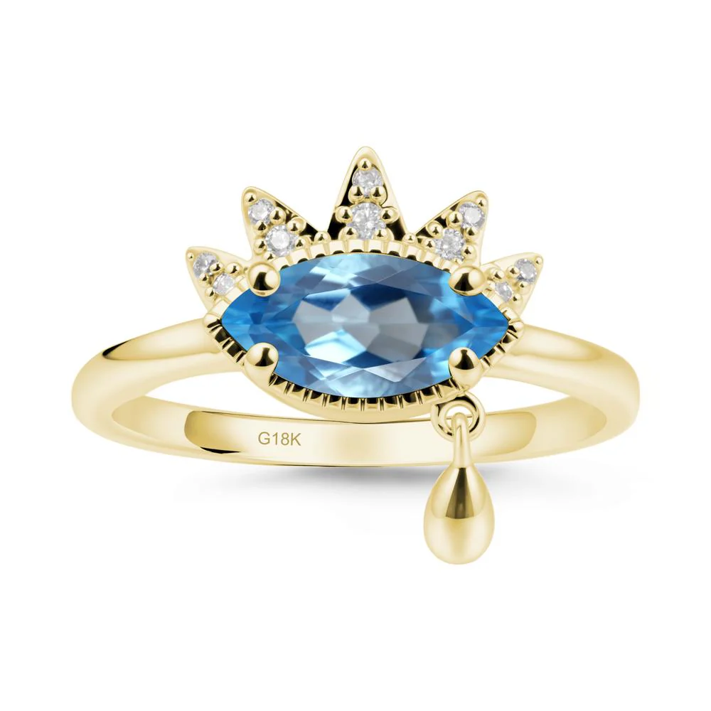 Marquise Swiss Blue Topaz Evil Eye Ring - Image 6