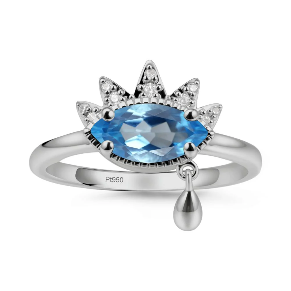 Marquise Swiss Blue Topaz Evil Eye Ring - Image 8