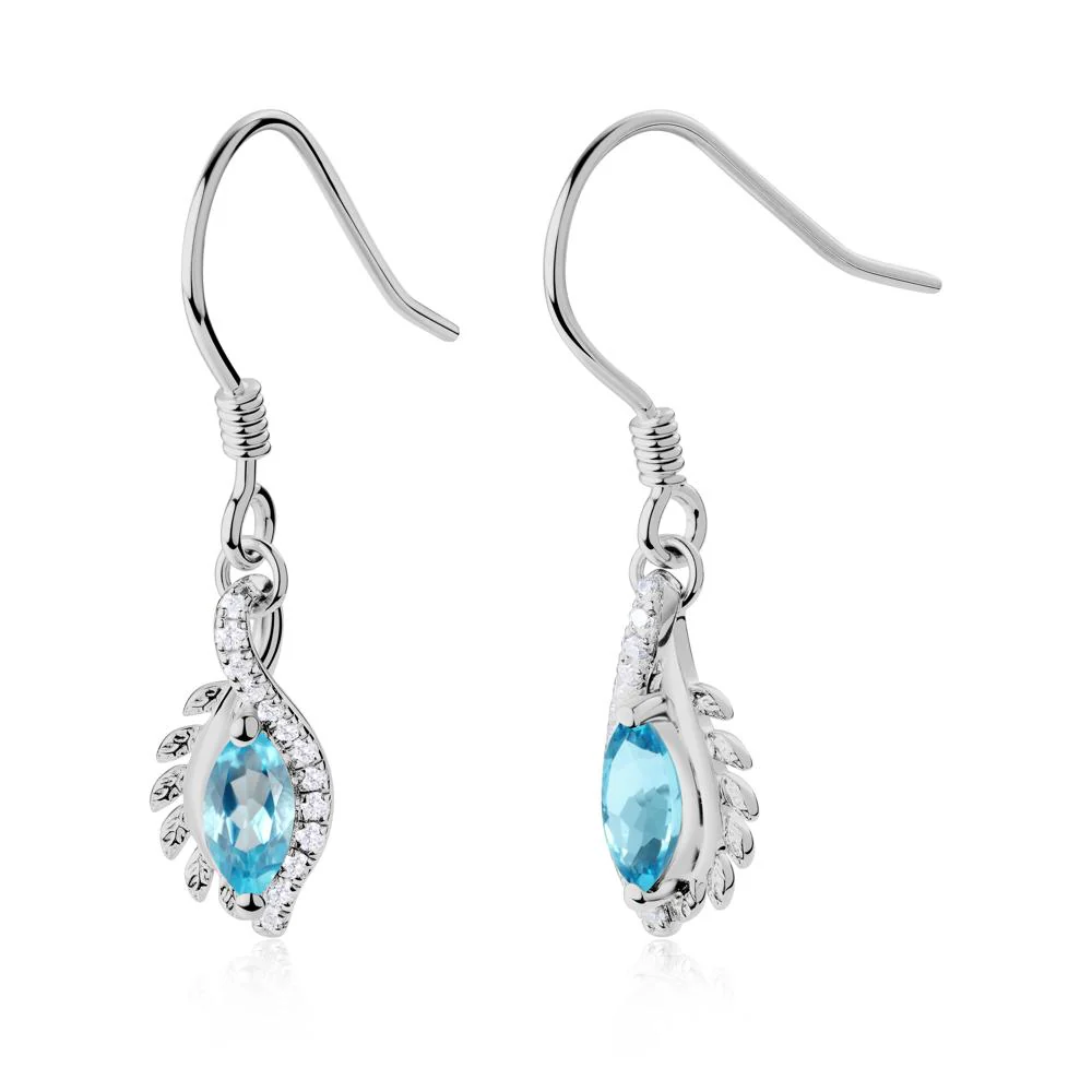 Marquise Swiss Blue Topaz French Hook Earrings