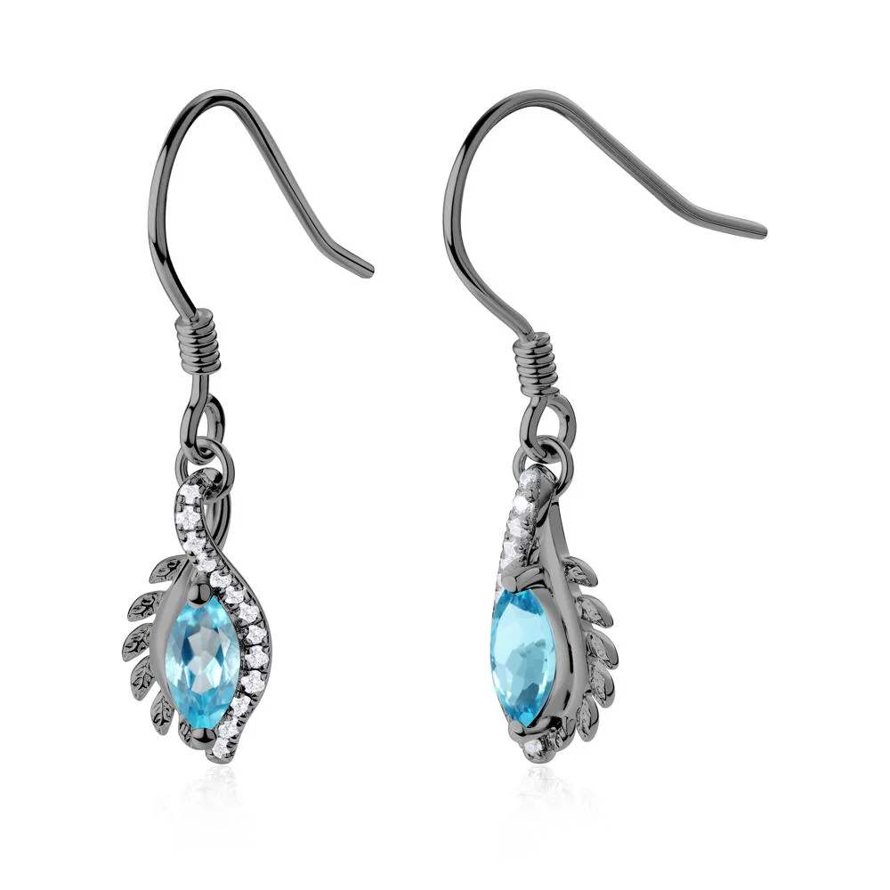 Marquise Swiss Blue Topaz French Hook Earrings - Image 3