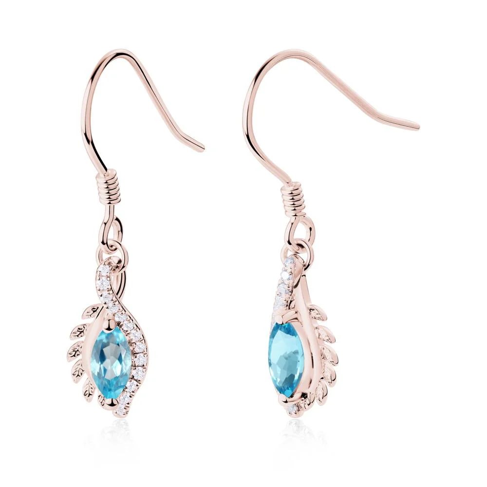 Marquise Swiss Blue Topaz French Hook Earrings - Image 4